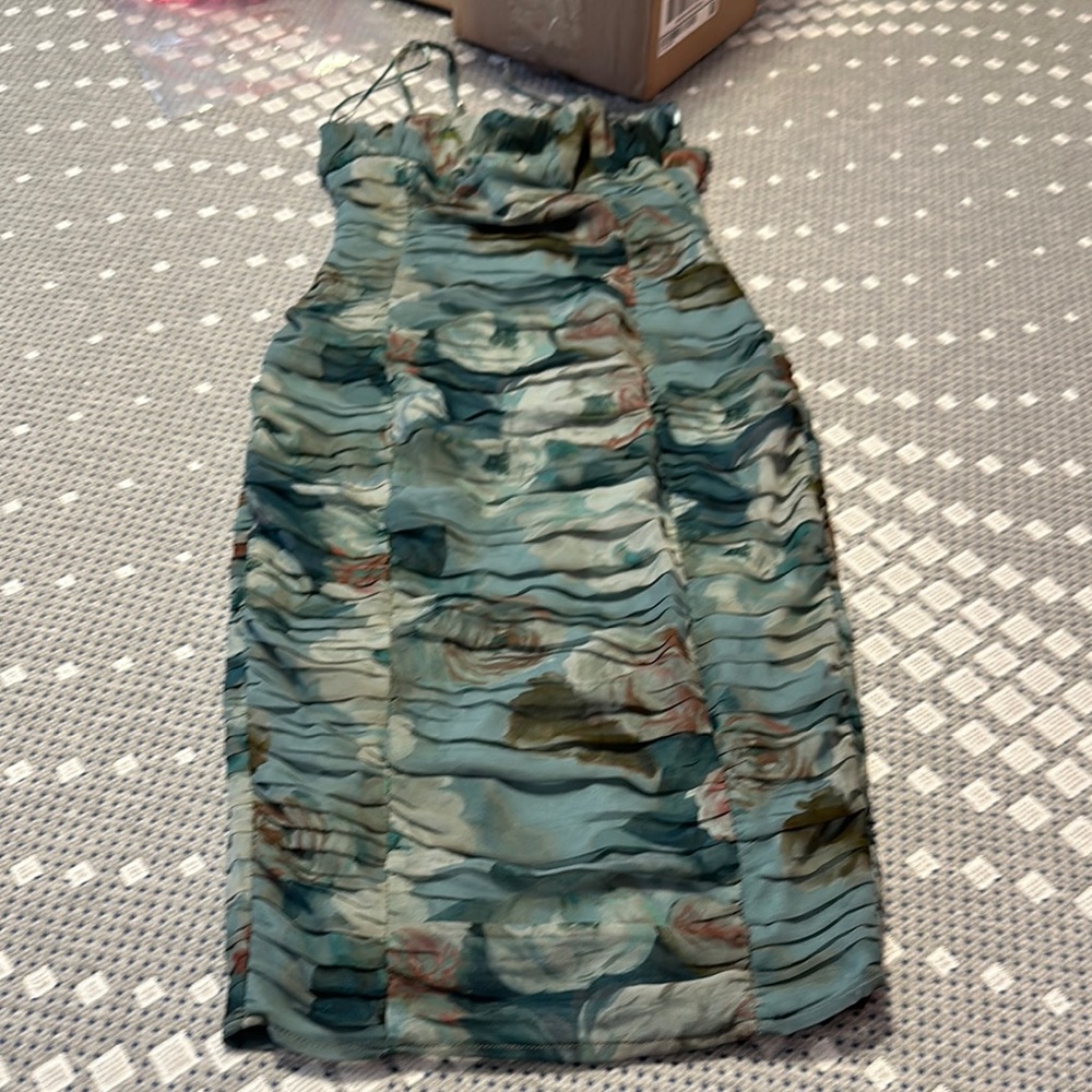 Floral Ruched Strapless Dress
